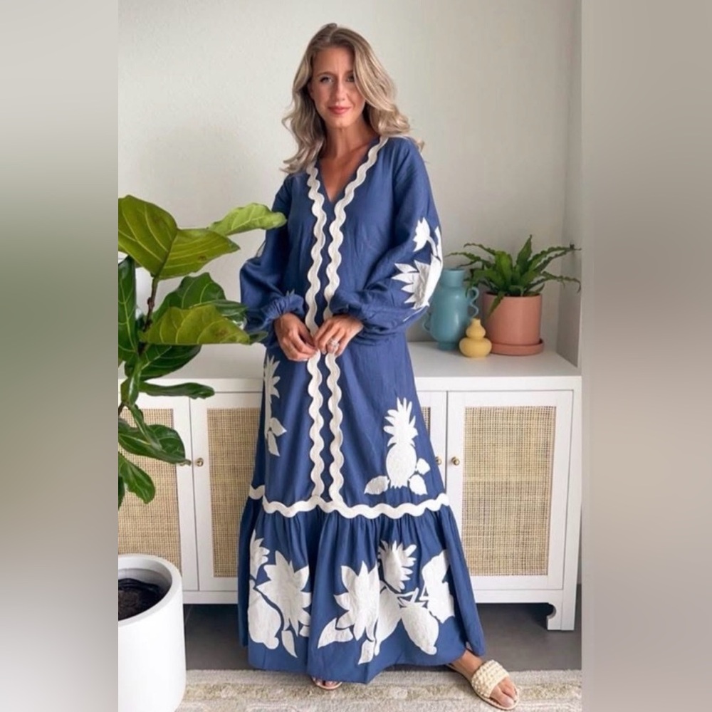 Farm Rio embroidered flounce maxi 2x - Picture 1 of 4